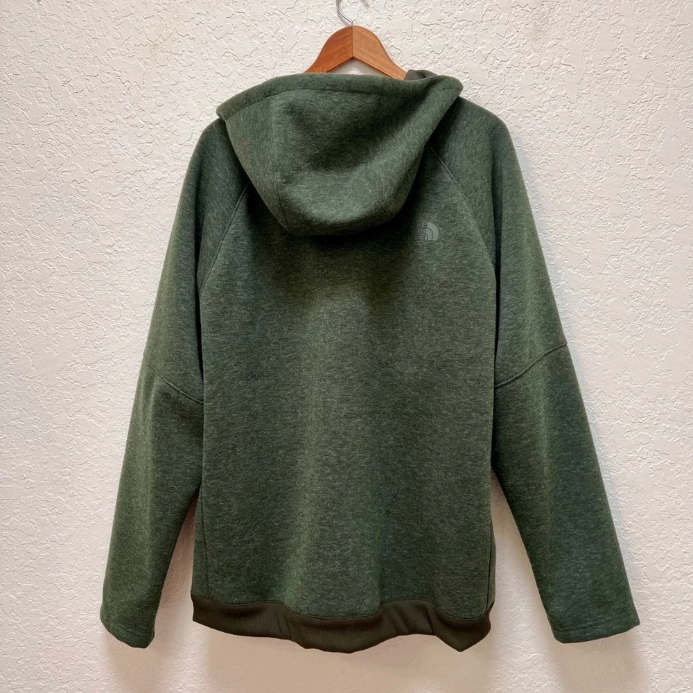 The North Face Tru North Mens XL Full‎ Zip Hoodie Green Wool Blend Fleece Jacket
